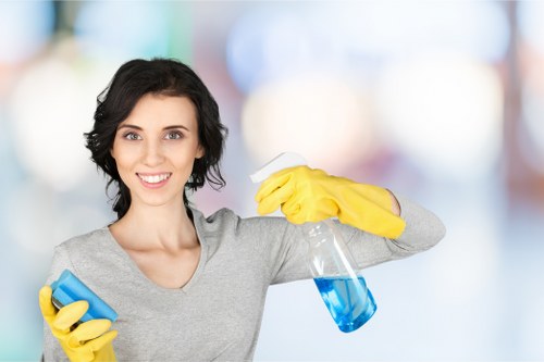 Technician reviewing service details before carpet cleaning